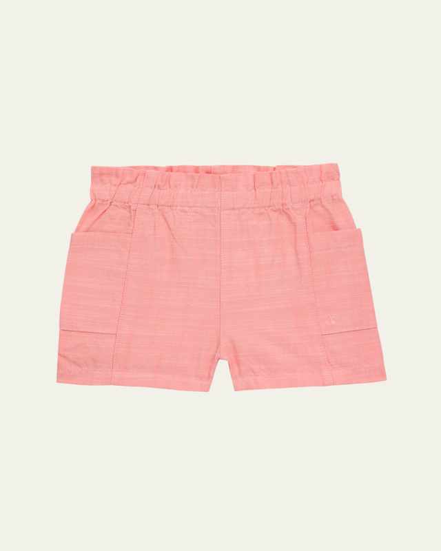Girl's Nougat Cotton Shorts, Size 12M-3